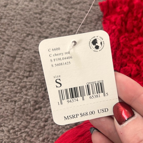 Free People NWT Adella Cami | Cherry Red Crochet Lace Tiered Top | Size S - Picture 10 of 11